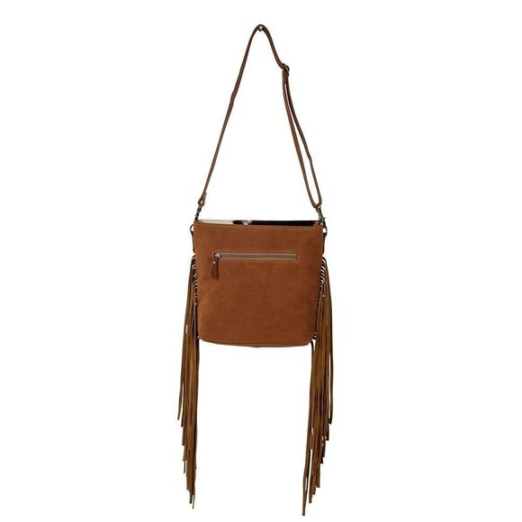 Myra Bag Handmade Stone Shoulder Bag Upcycled Canvas & Cowhide Leather - Picture 12 of 15